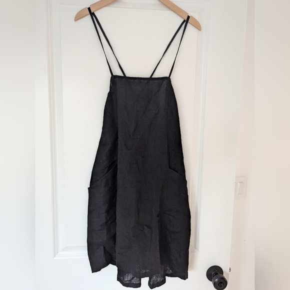 NWT Vitamin A NOLA MINI DRESS SWIM COVER-UP IN BLACK Pockets linen XS linen - Picture 3 of 4